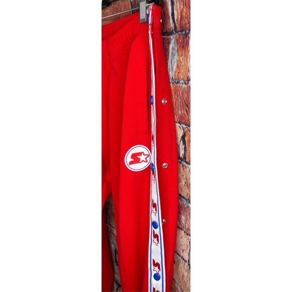 VTG Starter Black Label Full Snap Track Warm Up Break Tear Away Red Small Pants - Picture 4 of 6